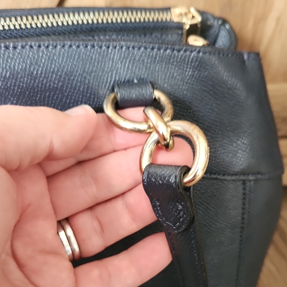 Coach Dark Blue Leather Shoulder Bag - Picture 7 of 16